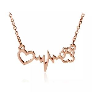 Pretty Rose Gold ECG Dog/Paw Pendant Necklace